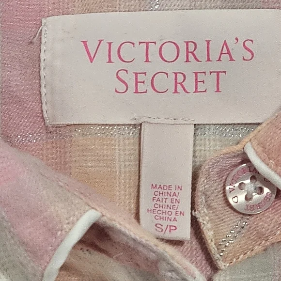 Victoria's Secret Pink and Cream Plaid Pajama Top Size S - Picture 5 of 9